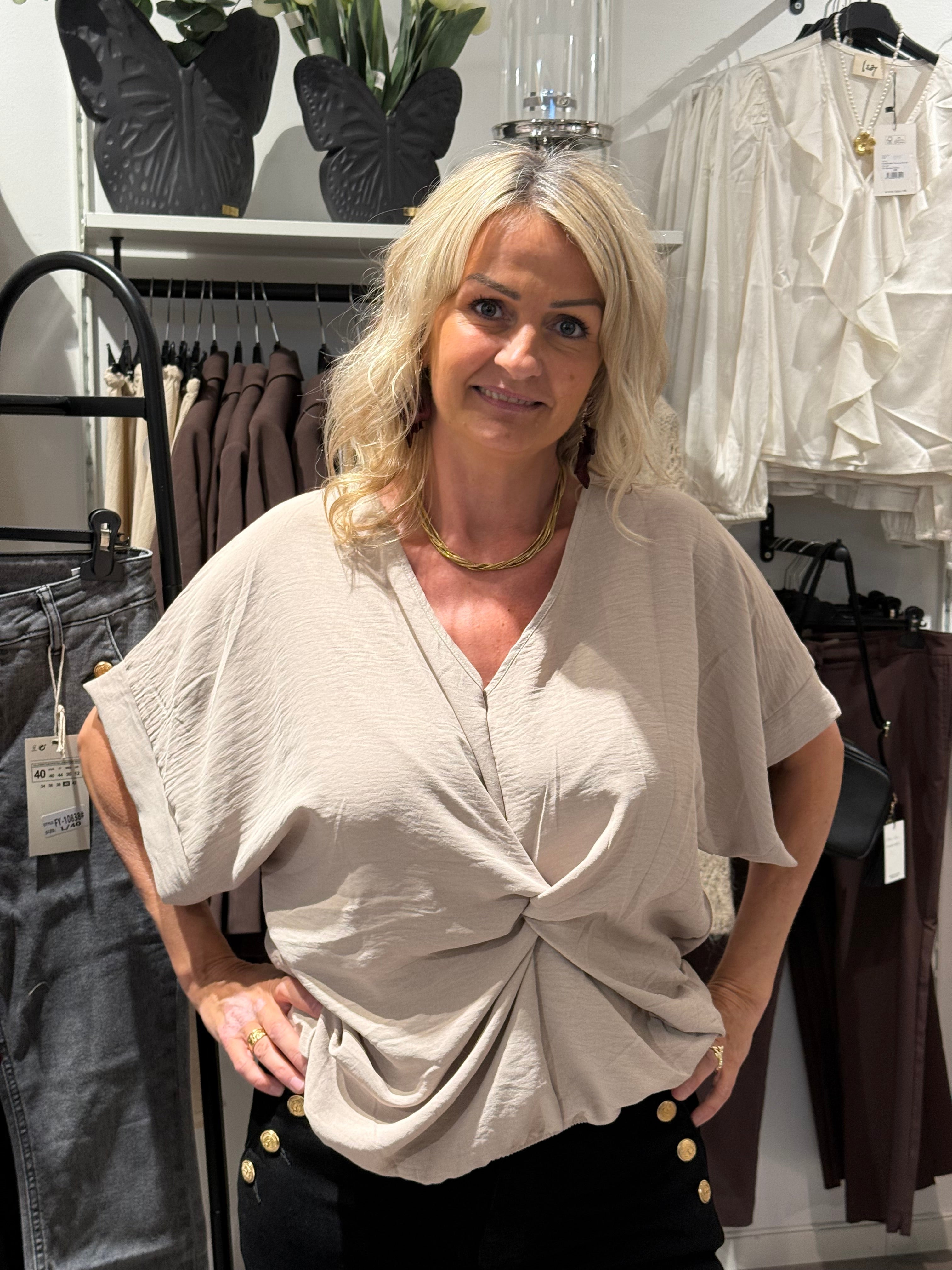 T-shirt Mit Knoten Taupe