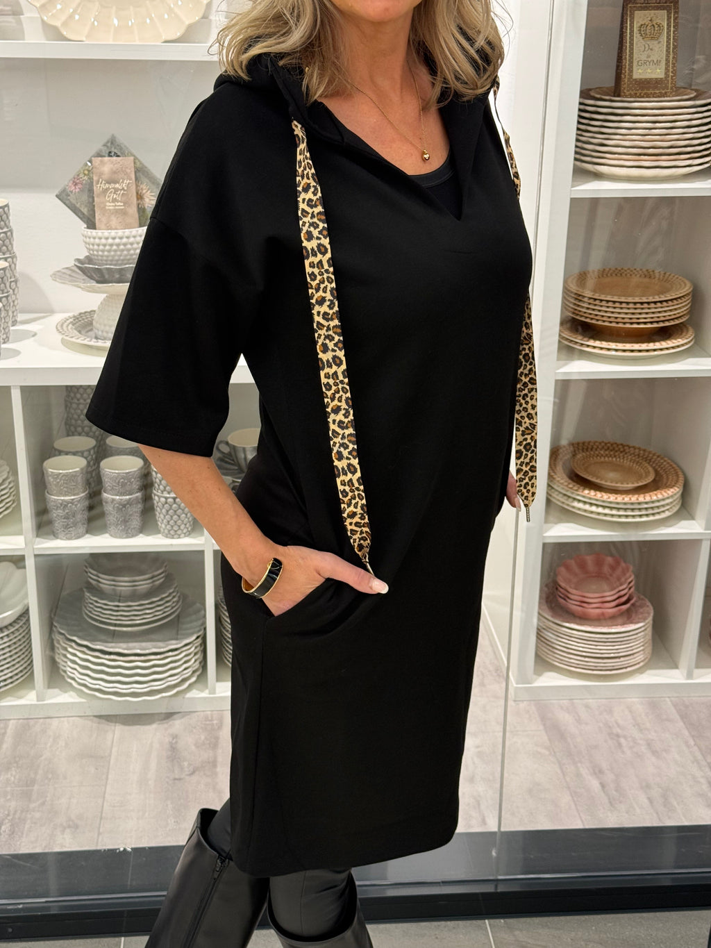 Hoodie-kleid Schwarz